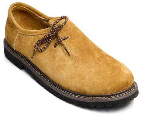 STEIGENHÖFER Men's Lederhosen Shoes for Authentic Oktoberfest Costume – Bavarian Haferlschuhe for Men – Traditional German Leather Shoes with Side Lacing – Trachten Footwear - Multiple Colors & Sizes