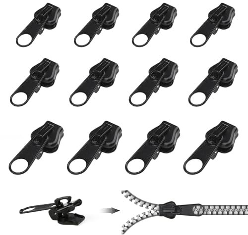 12 pcs Reißverschluss zipper Ersatz, Fix Reißverschluss Zipper, Zipper Pull Fixer, Reißverschluss Zieher, Ersatz Zipper für Reißverschluss, reißverschluss zieher reparatur für Jacken, Koffer, Ruckäcke