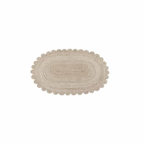 Loberon Teppich Ferce, Ovale Form mit Wellenkanten, Handgewebt, Angenehme Haptik, Natürliches Design, 70x120 cm, Wohntextilien, Wohn-Accessoire, Jute, braun