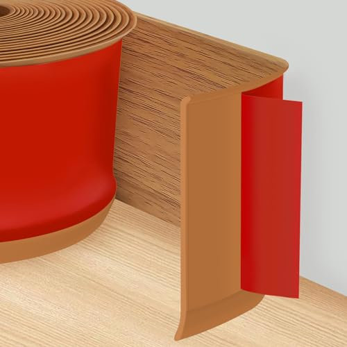 Battiscopa Adesivo, 300CM Battiscopa PVC Quercia Gialla, Nastro Sigillante Autoadesivo per Cucina e Bagno (larghezza 10 cm)