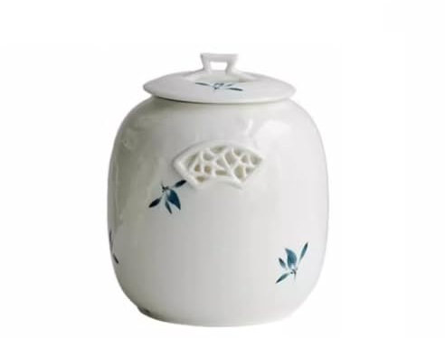 Tea Storage Hand-painted Phalaenopsis Orchid Tea Jar Ceramic Tea Warehouse Household Pu'er Tea Storage Jar Sealed Jar Kitchen Canisters