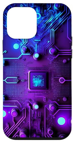 Carcasa para iPhone 12 mini Placa base Microchip Purple Blue IT Computer Background