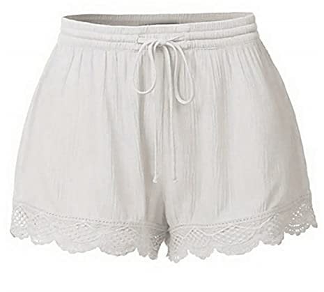 Awrvia Angebot des Tages blitzangebot Shorts Damen Sommer Kurze Hose Mode Lässige Stoffhose Elastische Taille Jogginghose Stretch Gerades Bein Strandshorts mit Kordelzug Trainingshose Hotpants