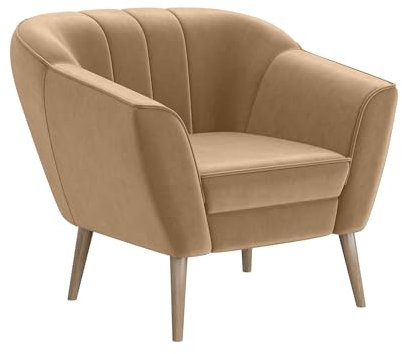 MEBLINI Sofa Sessel für Wohnzimmer - Mini Lounge für eine Person - Loungesessel - Armlehnstuhl - Armchair - KAIA - 1 - Beige Samt