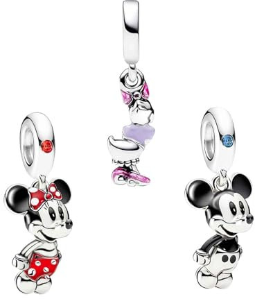 Doyafer 925 Sterling Silber Mauskopf Stern Ente Schnur Charm Armband Damen Perlen Charm Anhänger Geburtstagsschmuck Geschenk 3er-Pack