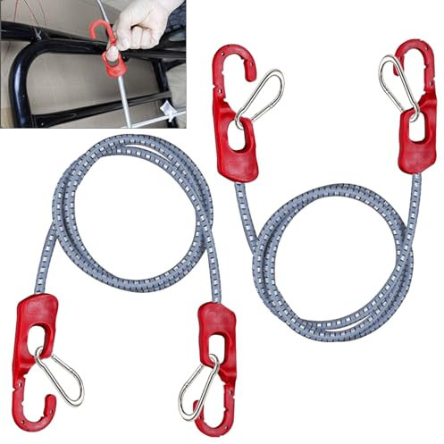 Tendeurs Elastique avec Crochets, Lot de 2 Tendeurs avec Crochet 100cm, Sandow Elastique avec Mousqueton, Tendeur Velo, Corde Elastique avec Crochet pour Bache, Camping, Chariot, Transport de Charges