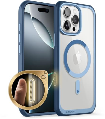 SUPCASE for iPhone 16 Pro Max Case with Camera Control Capture Button (Unicorn Beetle Mag), [Compatible with MagSafe] [Military-Grade Protection] Slim Clear Shockproof Magnetic Phone Case (Azure)