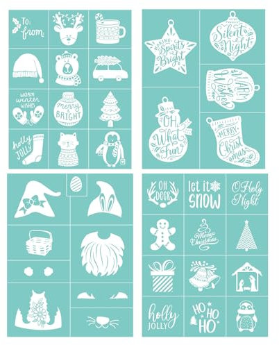OTCRAFT Schablonen mit weihnachtlichem Thema, 21,6 x 27,9 cm, selbstklebend, wiederverwendbar, Siebdruck-Schablone zum Malen auf Holz, Leinwand, Papier, Stoff, Wänden, Möbeln, Handwerk,