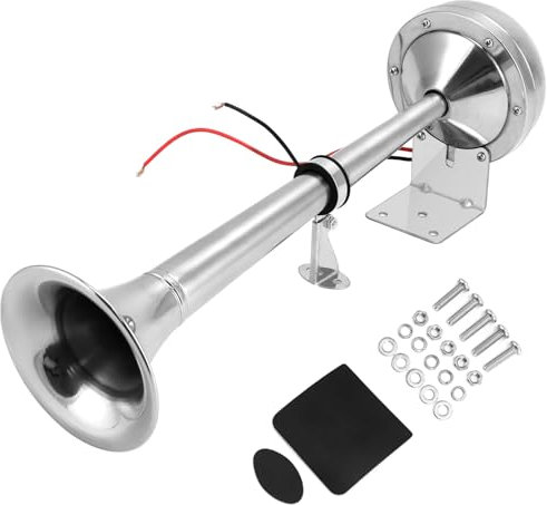 QWORK® Leistungsstarke Einzelhupe aus Edelstahl 304-328 dB, 12V, 10A - für Boote, Wohnwagen und LKW