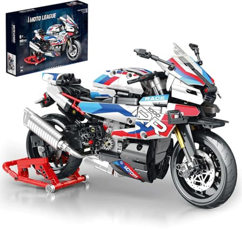 Yunigzmy Kits de Construction de Motos pour 1000RR, Ensemble de 988 Blocs de Construction de Motos, Ensembles de Briques de Construction de Modèles de Motos, Compatible avec les Grandes Marques