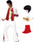 Luming Herren Halloween Kostüm Karneval Deluxe Kostüm 50er 70er Disco-Party 5-teiliges: Jumpsuit, Gürtel, Perücke, Sonnenbrille, Schal