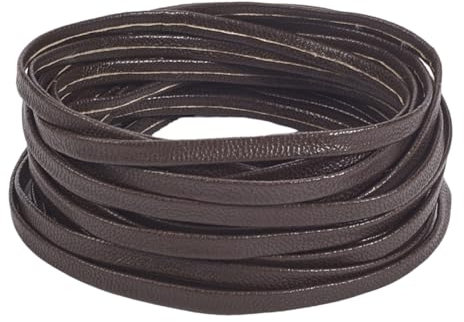 GORGECRAFT Cordón de Cuero Plano 5mx5mmx1mm Tiras de Cuero con Patrón de Lichi de Doble Cara Gruesas Correas de Cuero de Piel de Cordero Suave Cuerda de Cuero de PU Brillante Coco Marrón