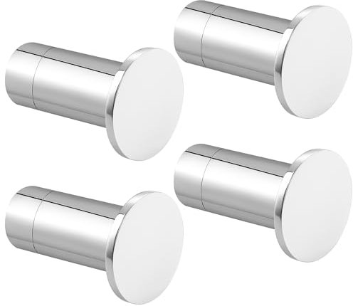 SAYAYO 4PCS Coat Hooks Screw-in Bathroom Towel Robe Hook, SUS304 Stainless Steel Heavy Duty Door Hanger Hat Clothes Closet Sponges Holder for Kitchen Home, Chrome Finished