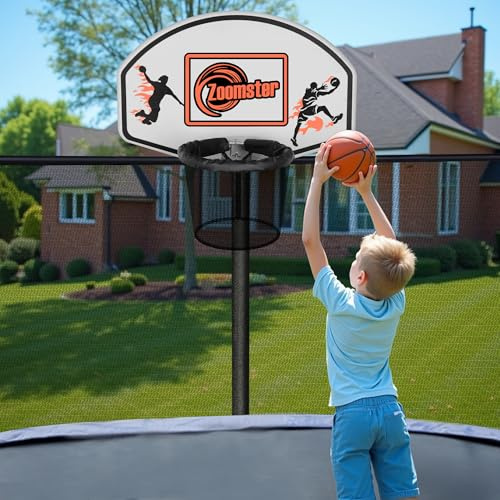 Trampolin-Basketballkorb-Befestigung, Basketballkorb für Trampolin, passend für 25 mm – 38 mm gerade Stange und gebogene Stange, Mini-Ball, einfach zu installieren