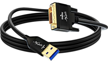 Mygatti - Cable adaptador USB 3.0 a DVI de 2 m, tipo A macho a DVI macho, 1080p Full HD para TV, proyector, monitor, compatible con Windows 11/10/8.1/8/7, MacOS, instalación del controlador requerida