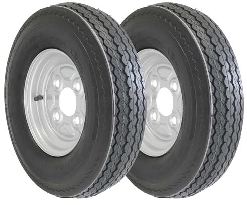 The Drive | 2x Komplettrad 4.00-8/4.80 63M mit Schlauch für kleine Pkw-Anhänger | Felge 2,50x8 ET0 / ML60 – Lochkreis 4x100 | Tragkraft je 272kg – max. 130 km/h | mefro Felge