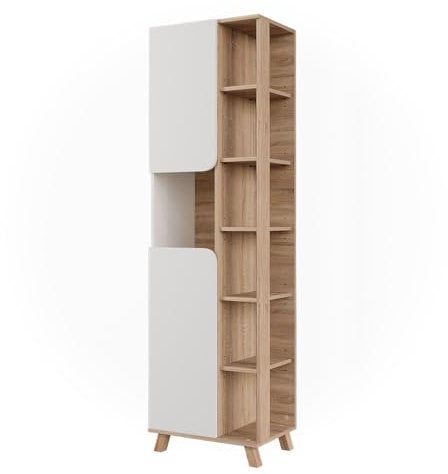 Vicco Badschrank Karen, Sonoma/Weiß, 50 x 175 cm mit 2 Türen