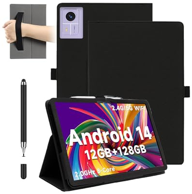 Magnetic Case for Semeakoko Tablet Android 14 10.1 inch Tablet - Shockproof with Pen Slot,daunke Waterproof,Anti-Scratch,with Hand Strap,Multi-Angle Stand,Slim Durable,Black