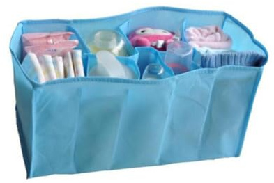 LOLIPPYY Multifunktionaler Wickelorganizer Innenfachtasche Blau aus Vliesstoff mit Fächern für Eltern Windeltasche Snacks Reise Organizer