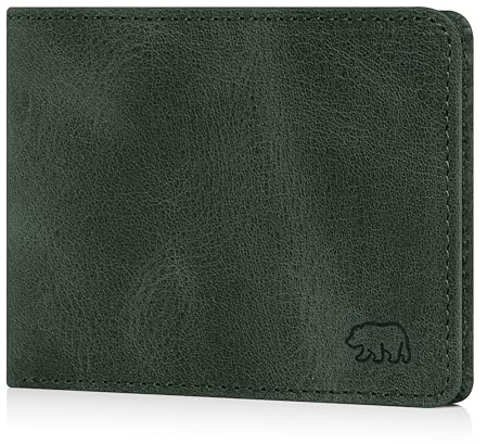 BROWN BEAR Geldbörse Herren Leder mit Münzfach & RFID-Schutz Grün Olive GN