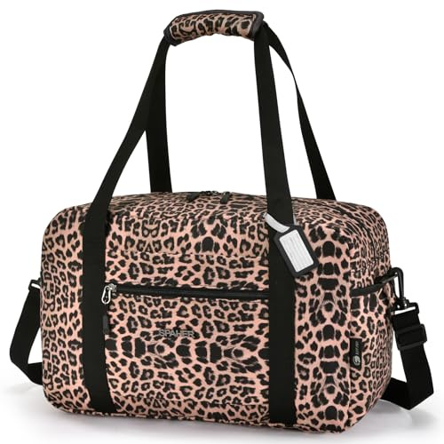 SPAHER Bagaglio a Mano 40x20x25 Ryanair Borsone da Viaggio Impermeabile 20L Borsa da Cabina per Aereo Palestra Weekend Ospedale Donna Uomo Cabin Bag con Tracolla Rimovibile, Leopardo