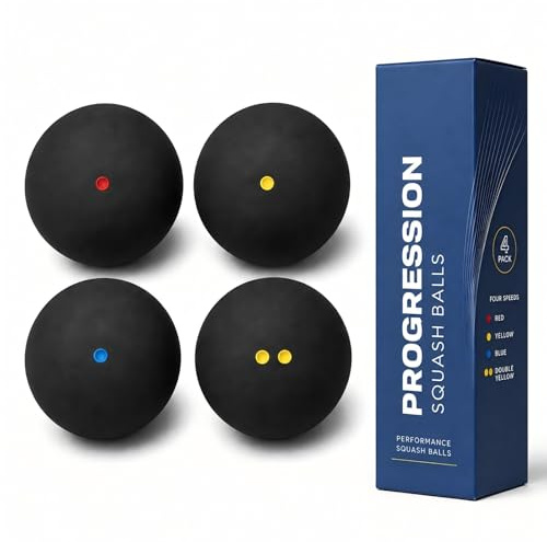 Gadpiparty 4 StüCk SquashbäLle,4 Geschwindigkeiten pro Packung | Gummi Material, Innen Und AußEn, Training Und Wettkampf, FüR Alle SpielstäRken