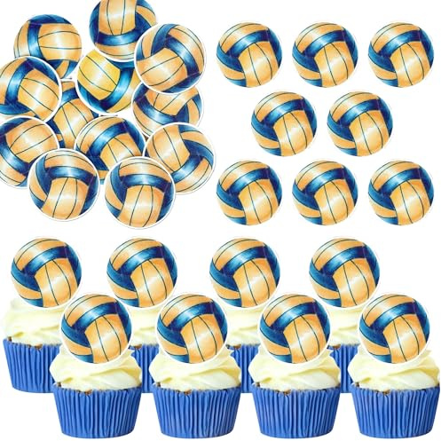 60 Stück Essbar Volleyball Tortendeko Waffel Papier Sport Bälle Cupcake Toppers Essbar Volleyball Kuchen Deko für Baby Dusche Tennisbälle Sport Thema Geburtstag Party Kuchen Dekorationen