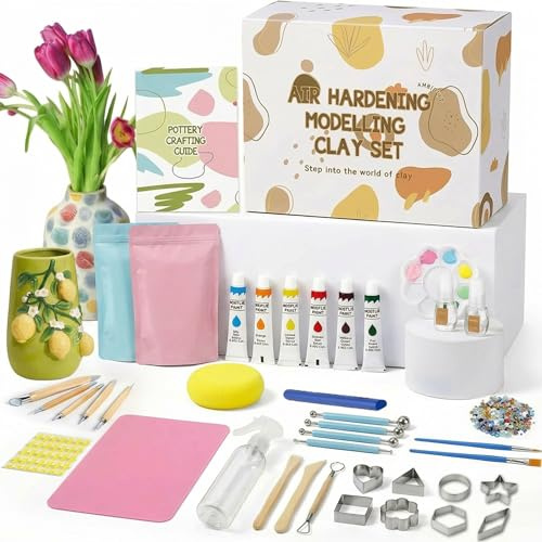 YOZAIUUI Air Dry Clay for Adults - 48pcs Pottery Painting Starter Kit