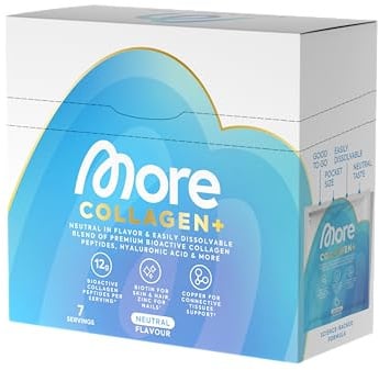 MORE Collagen+ Box, 7 x15 g, Neutral, mit Kollagenhydrolysat | Hyaluronsäure, Vitaminen, Mineralstoffen und Glycin, made in Germany