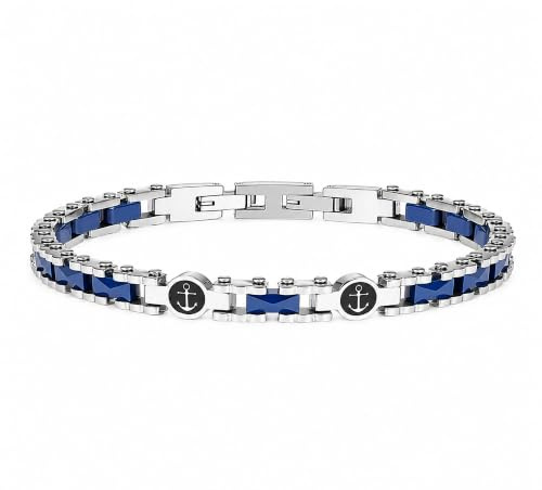 UNIQAL | Herren Armband Edelstahl Keramik, Männer Armband mit Carbon Zirkonia Anker Design, 316L, wasserbeständig, verstellbar 19-22 cm, Geschenk Männer, Schmuckbox, Unisex