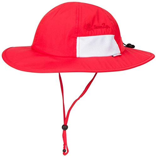 SwimZip Unisex Child Wide Brim Sun Protection Hat UPF 50 Adjustable ,Red,2-8 Years