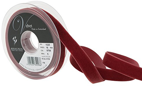 Berisfords Velvet Ribbon Chestnut 21mm - Nylon Craft Ribbon for Sewing, Gift Wrapping and Hair Accessories