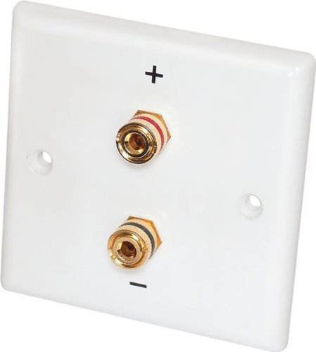 6 Stück - Dynavox Lautsprecher-Wand-Anschlußblende weiß / 2 x Bananen-Kupplung