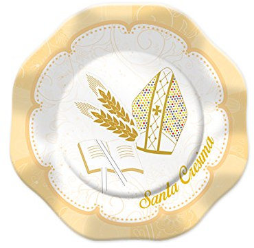 Big Party Piatti Santa CRESIMA 18 cm Carta 8 pz Addobbi tavola Feste ed Eventi