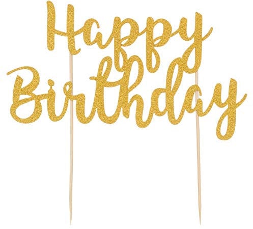 Mason Cash Gold Happy Birthday Glitter Cake Topper, 30 x 21 cm