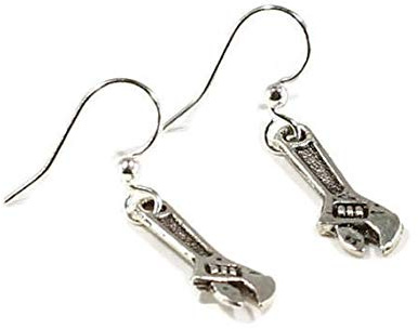 Royal Swan Monkey Wrench Spanner Tools DIY Earrings Sterling Silver Hooks