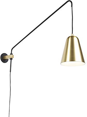 Qazqa Retro Wandleuchte, Wandlampe - Demi Wl - Schwarz, max. 60W, Geeignet für LED, 75cm, Ideal als Flur, Schlafzimmerlampe und Wohnzimmerlampe
