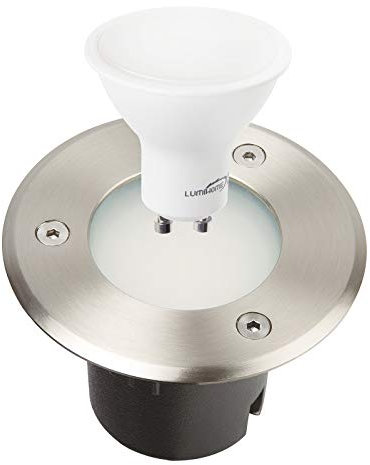 Lumihome Spot led encastrable extérieur rond à ampoules GU10 interchangeables, faible hauteur extra-plat, étanche IP67, pour sol béton, carrelage ou terrasse - 230V - Inox 316