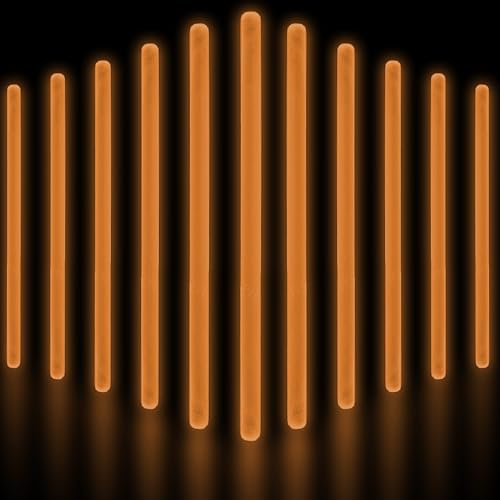 Glow Fever Jumbo-Leuchtstäbe, leuchtet im Dunkeln, 50 Karat, 25,4 cm, für Partyzubehör, Festivals, Raves, Geburtstag, Hochzeit, Orange