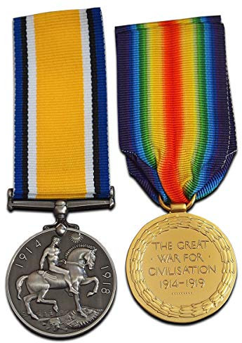 Britische Kriegsmedaille + Sieg-Medaillen-Set, Reproduktion des 1. Weltkriegs