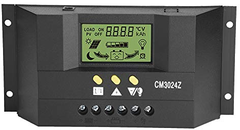 Solarladeregler, Akozon 12V 24V 30A LCD Anzeige Solarregler Zweikanaliges Automatisches Kfz System PWM Solar Laderegler