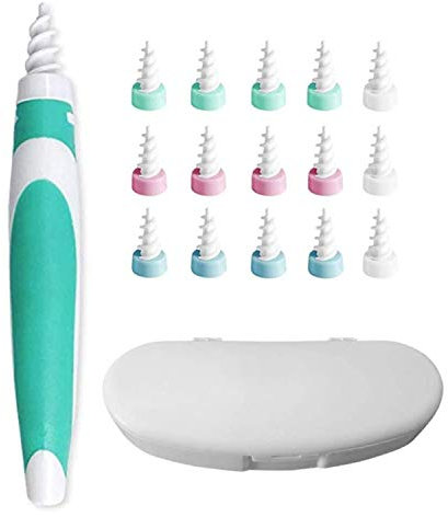 Zerotwo Ohrenreiniger,Spirale Silikon Intelligentes Ohrenschmalz Entferner Ohrenschmalzentferner Ohrreiniger-Werkzeug-Set mit 16 Stück Ersatzköpfen Soft Safe Silikon für Kinder und Erwachsene