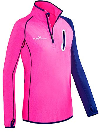 Black Crevice Damen Microfleece Zipper Shirt Second Layer, pink/Steel Blue, 38
