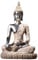 ANCLLO Buddha-Statue, Sandstein, handgeschnitzt, Schwarz/goldfarben #8132