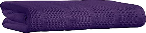 Erwin Müller Sommerdecke, leichte Baumwolldecke, Häkeldecke Trient violett Größe 130x160 cm - luftig leicht, weiche Qualität, pflegeleicht