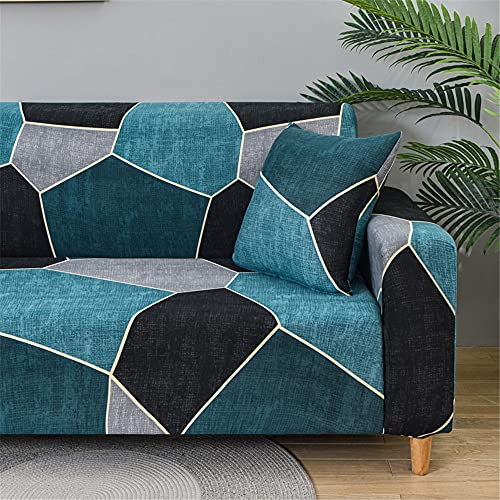 Morbuy Stretch Sofabezug Sofaüberwurf Spandex-Stoff Moderne Minimalismus Bedruckter Antirutsch with Armlehnen Sofahusse Universal Elastisch Couchbezug (1 Sitzer(90-140cm),Türkis)