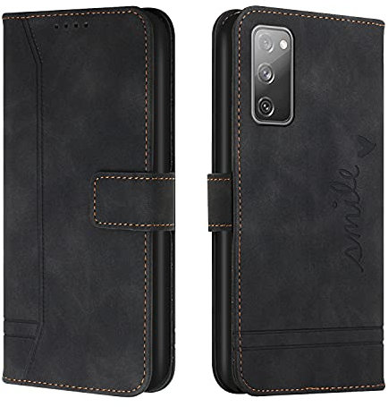 Trugox Handyhülle für Samsung Galaxy S20 FE 5G Hülle Klappbar Klapphülle mit Kartenfach Handytasche Handy Schutzhülle Tasche Leder Wallet Flip Case Slim Book Cover - Schwarz