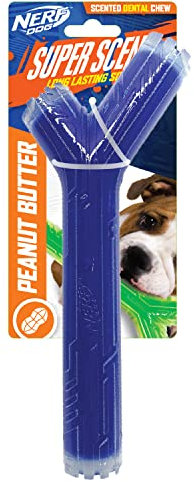 Nerf Dog NF-7133 SuperScent Stick mit Erdnussbutter-Duft, fester Kern, 25,4 cm, transparent/blau