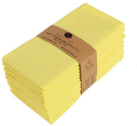 Stoffservietten, Baumwollleinen, 45,7 x 45,7 cm, weich, langlebig, waschbar, ideal für Bauernhaus, Party, Hochzeit, Frühling, Sommer, Ostern, perfekte Tischwäsche für den täglichen Gebrauch, Zitrone