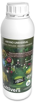 CULTIVERS Universeller flüssiger Bio-Dünger 1 L – 100% organischer Naturdünger, NPK-Lösung 4-1-7 mit Mikronährstoffen (B, Cu, Fe, Mn, Mo, Zn) und Aminosäuren
